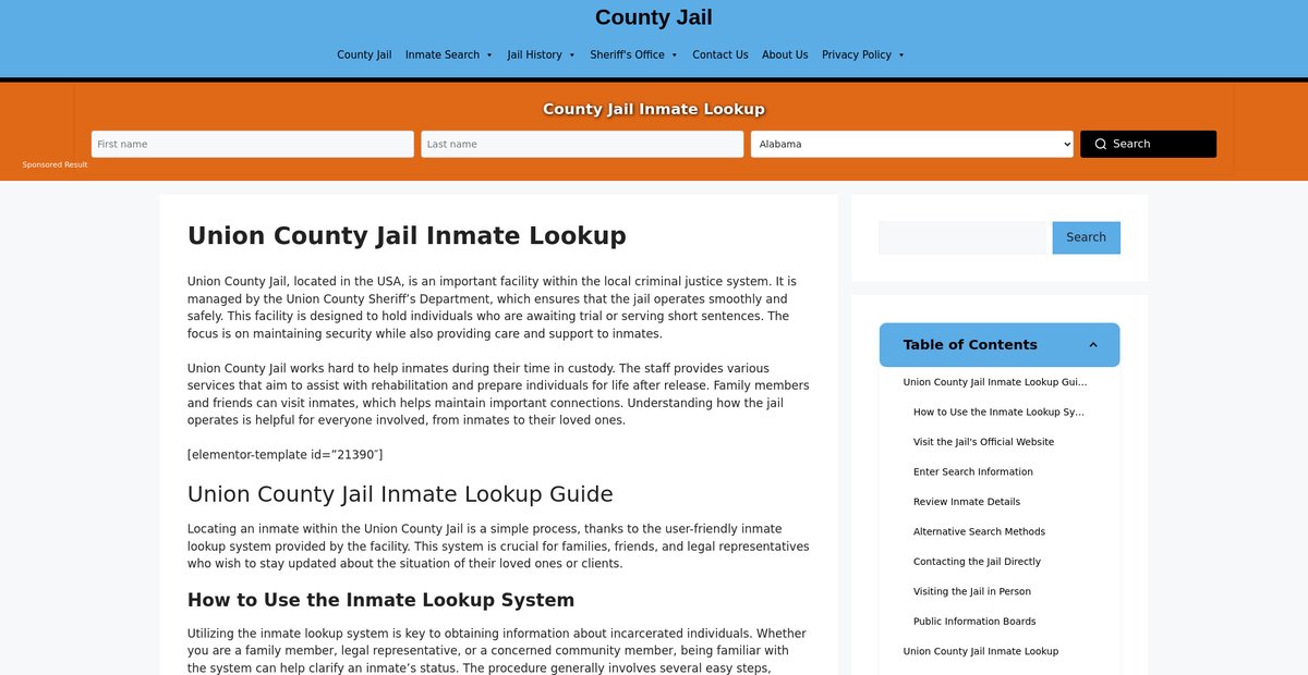 Preview of union.countyjail.org