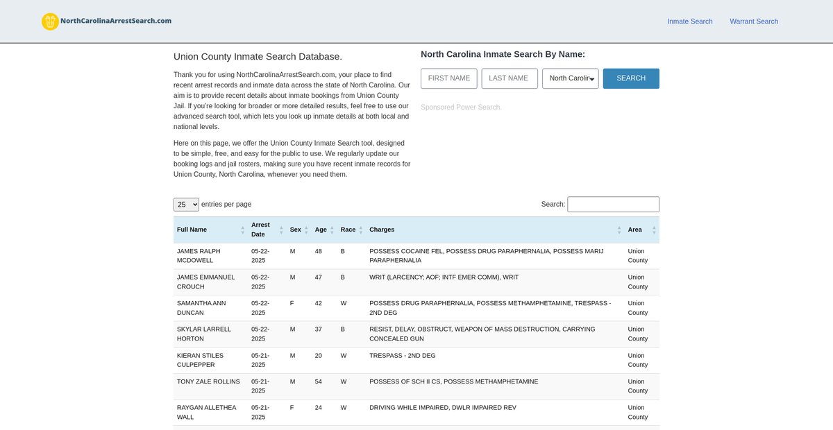 Preview of northcarolinaarrestsearch.com