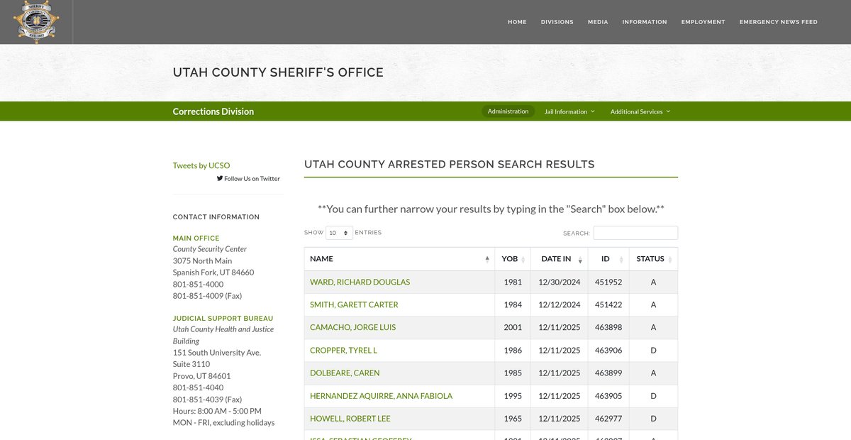 Preview of sheriff.utahcounty.gov