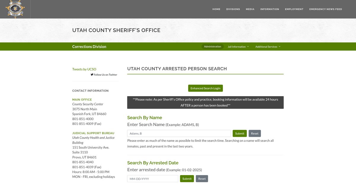 Preview of sheriff.utahcounty.gov