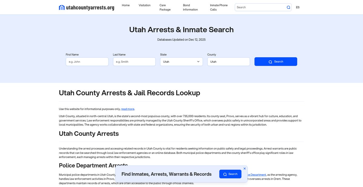 Preview of utahcountyarrests.org