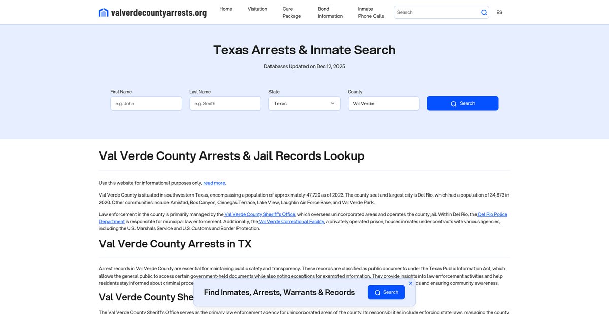 Preview of valverdecountyarrests.org