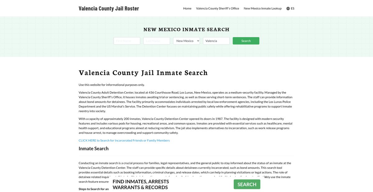 Preview of valenciacountyjail.org