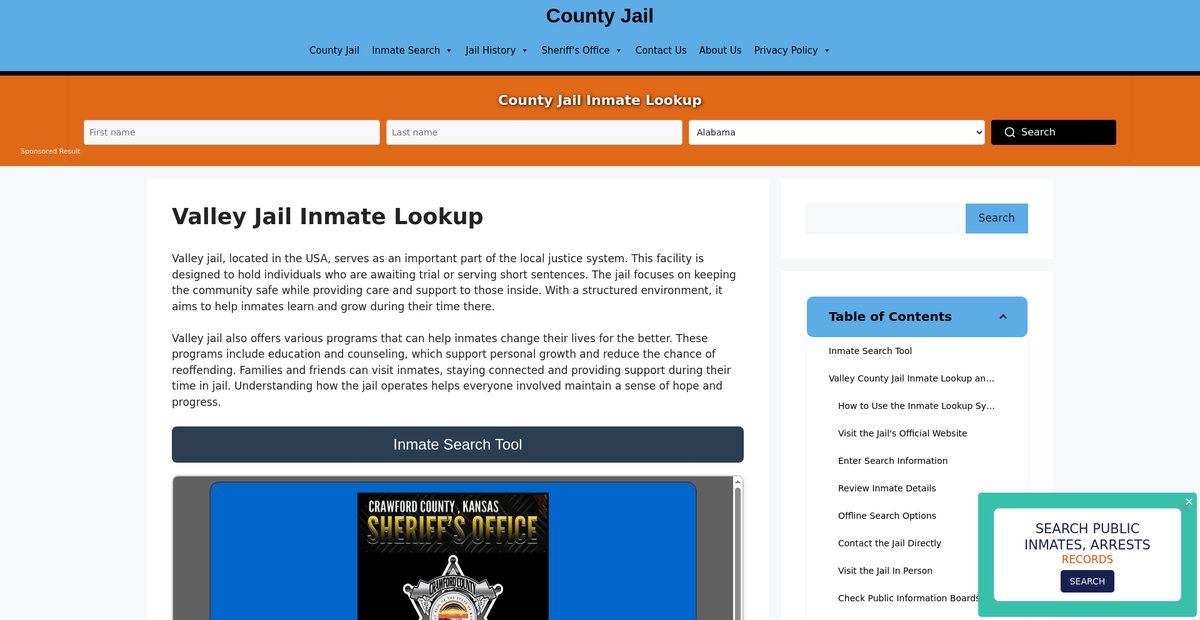 Preview of valley.countyjail.org
