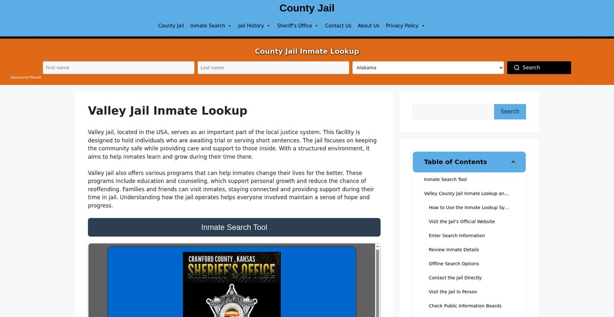 Preview of valley.countyjail.org