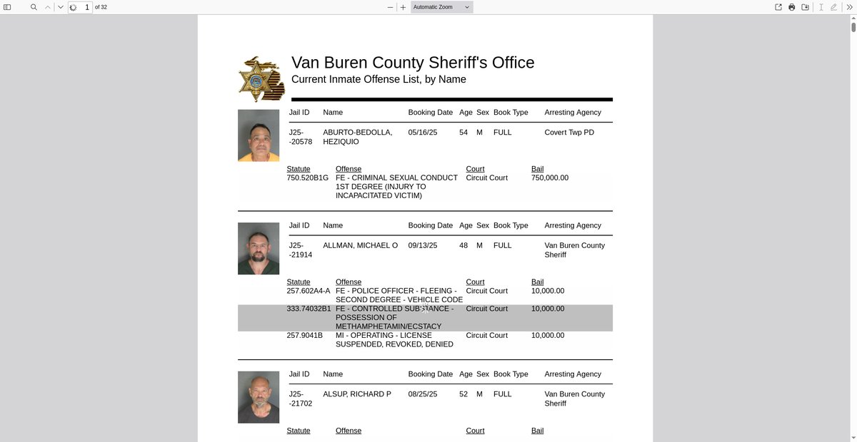 Preview of inmateroster.vanburencountymi.gov