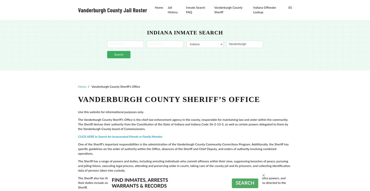 Preview of vanderburghcountyjail.org