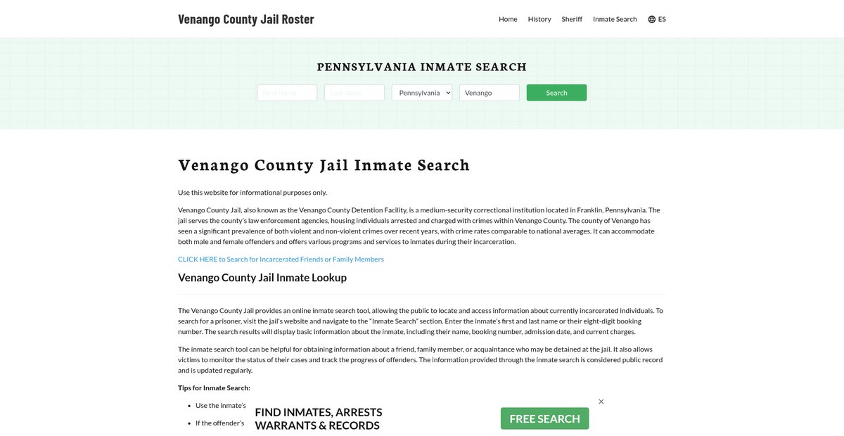 Preview of venangocountyjail.org