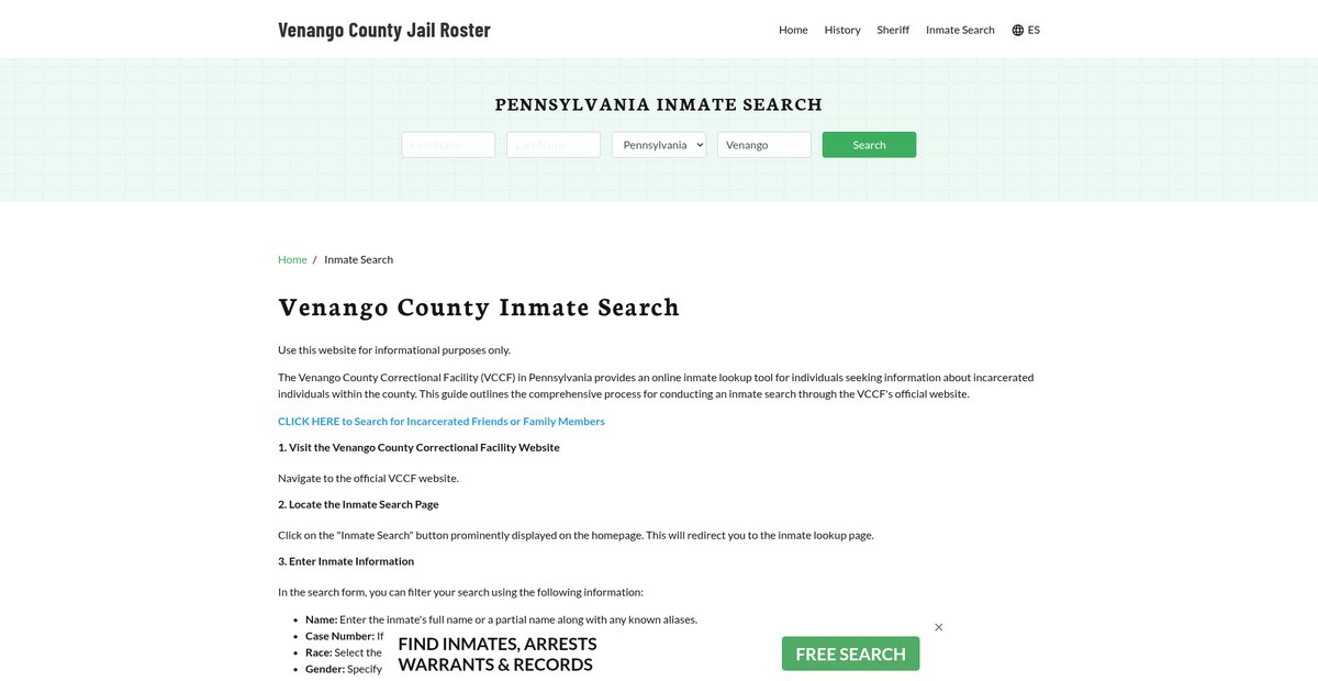 Preview of venangocountyjail.org