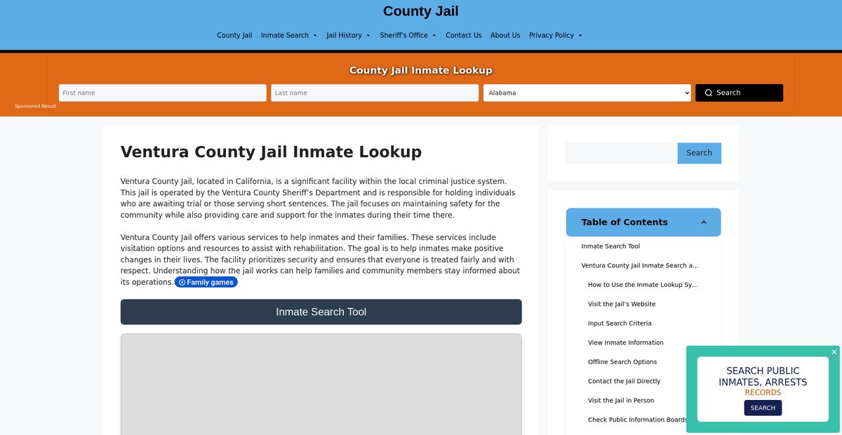 Preview of ventura.countyjail.org
