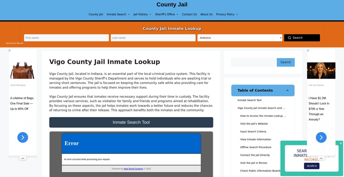 Preview of vigo.countyjail.org
