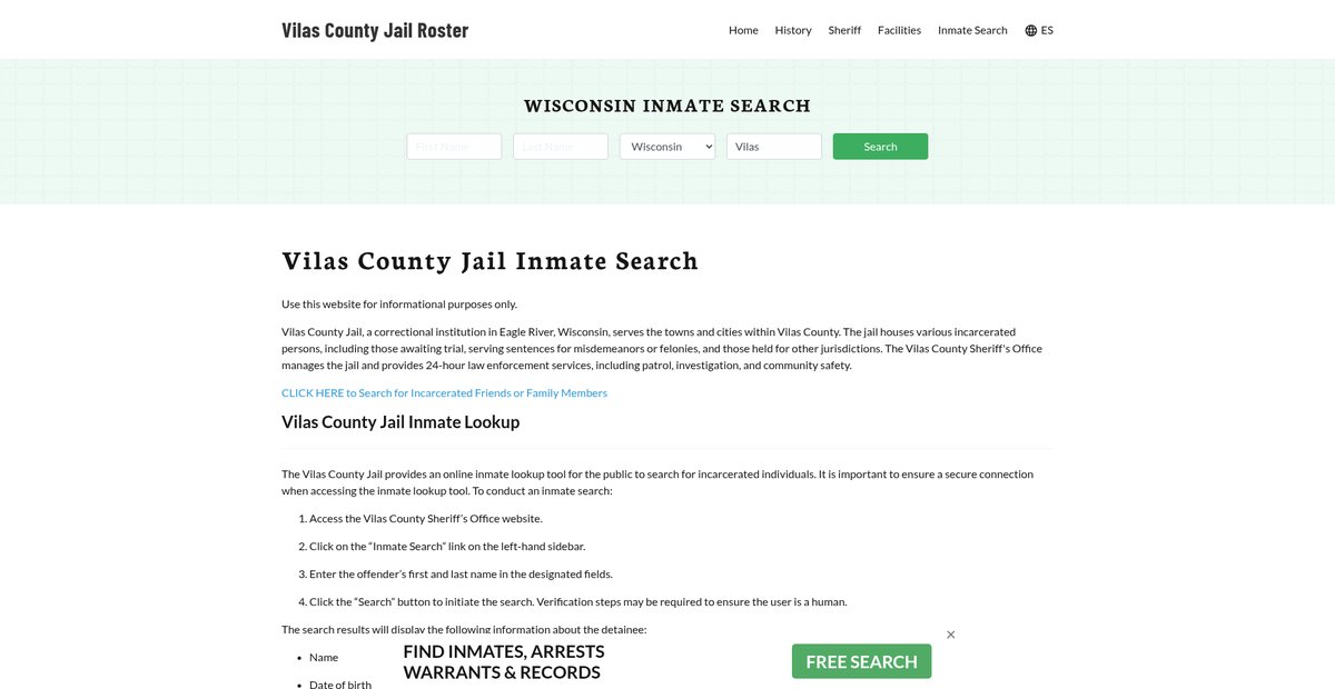 Preview of vilascountyjail.org