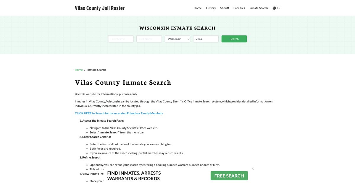 Preview of vilascountyjail.org