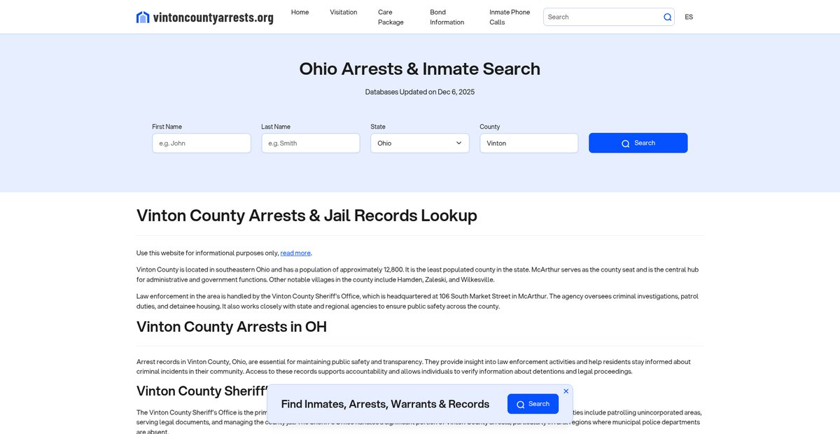 Preview of vintoncountyarrests.org