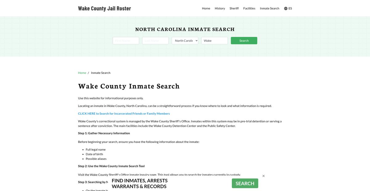 Preview of wakecountyjail.org