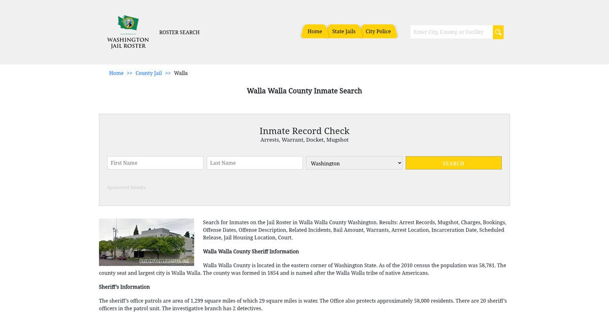 Preview of washingtonjailroster.com