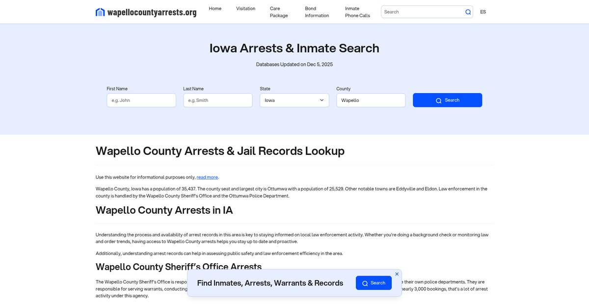 Preview of wapellocountyarrests.org