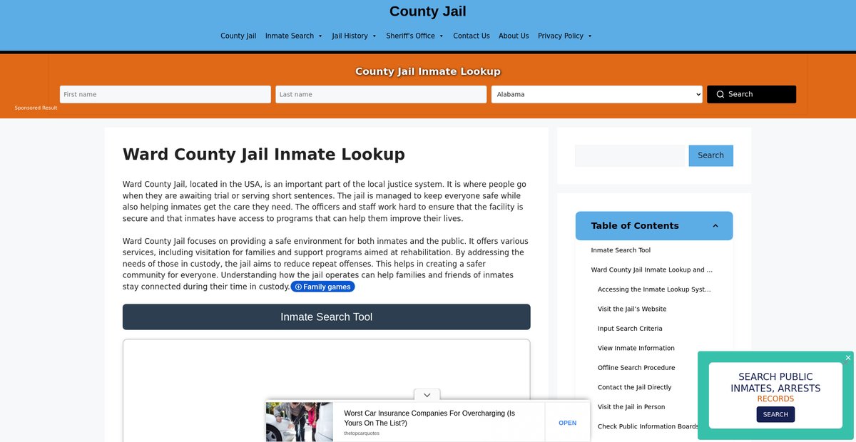 Preview of ward-county.countyjail.org