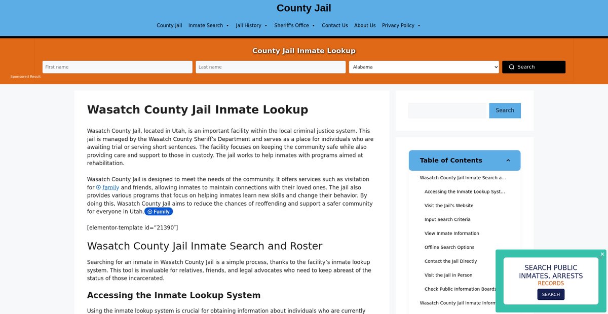 Preview of wasatch.countyjail.org