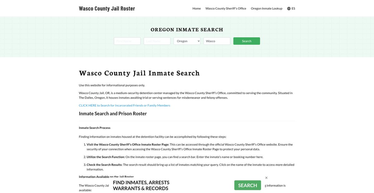 Preview of wascocountyjail.org