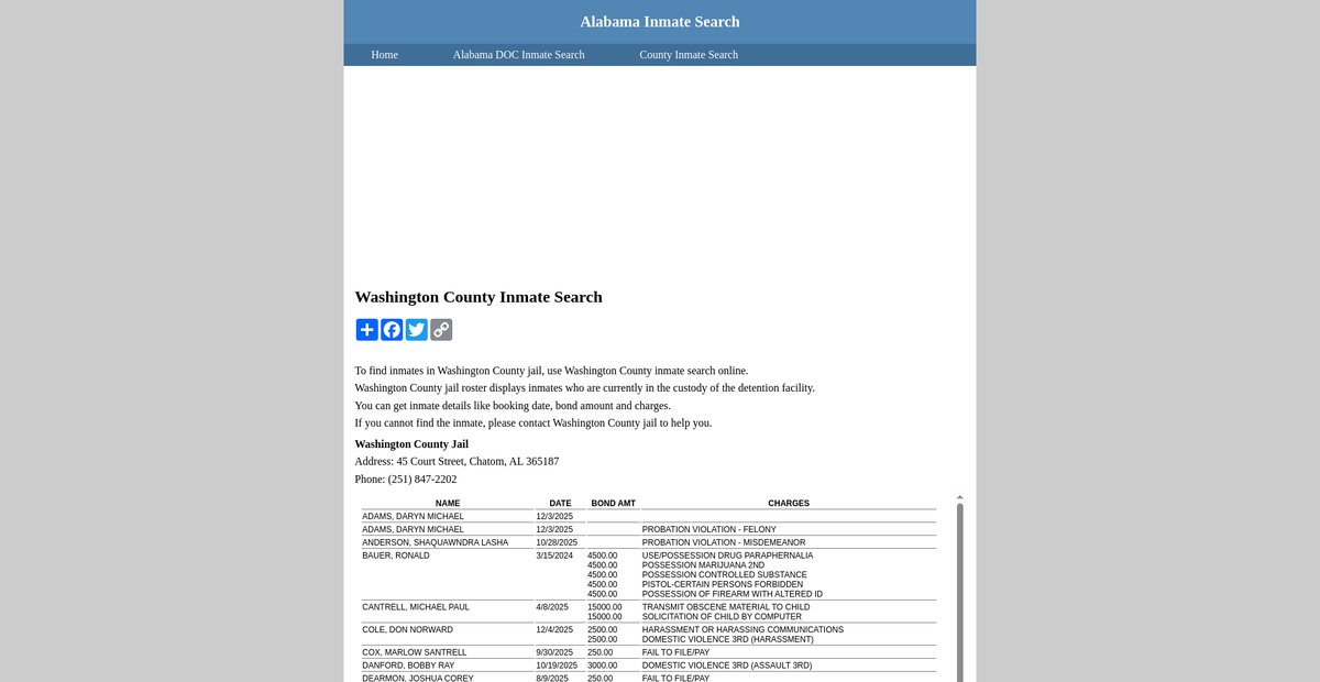 Preview of inmatesearchalabama.org