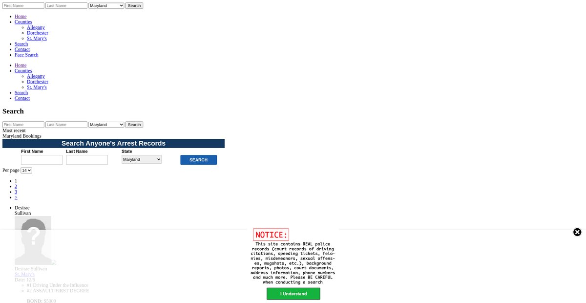 Preview of maryland.arrests.org