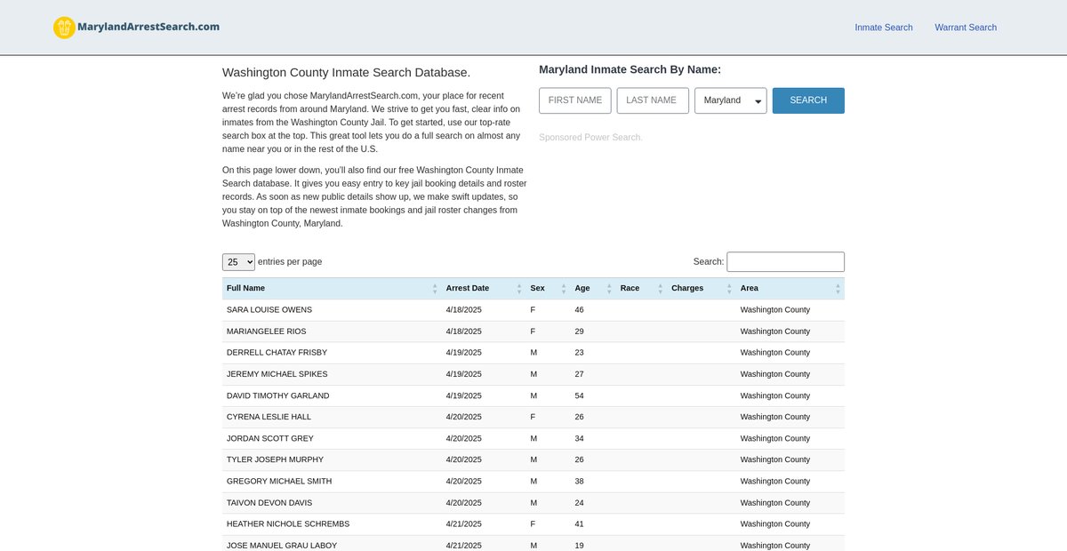 Preview of marylandarrestsearch.com
