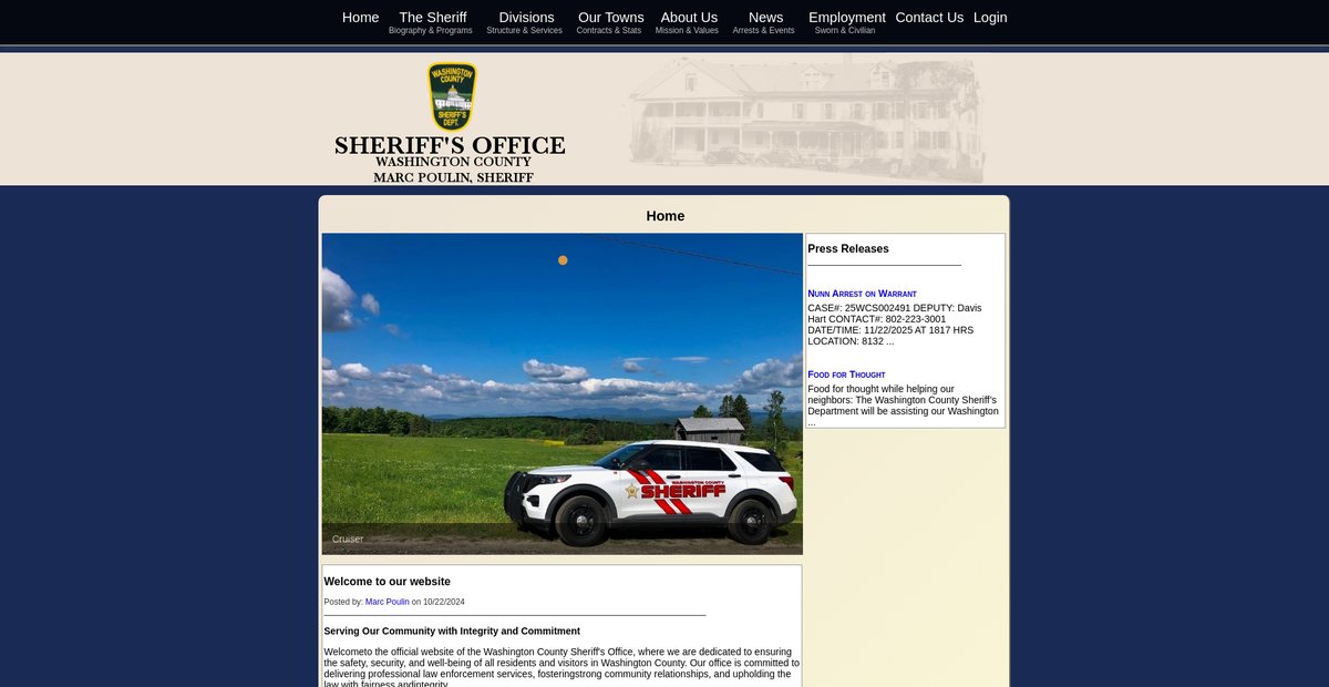 Preview of washingtoncountysheriffvt.gov