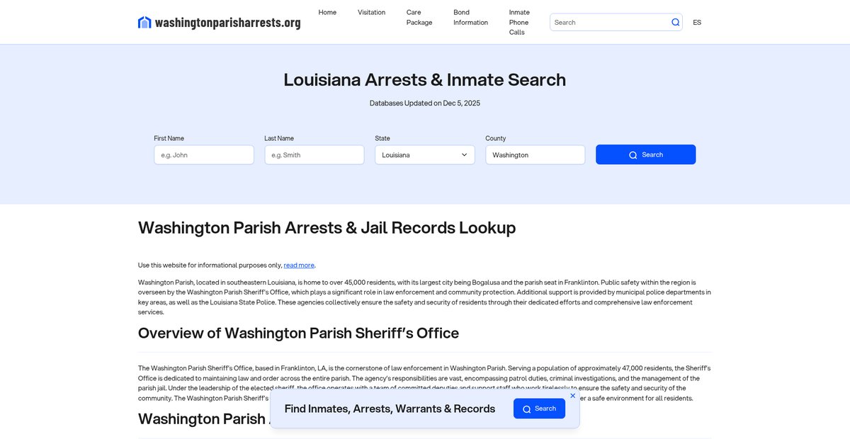 Preview of washingtonparisharrests.org