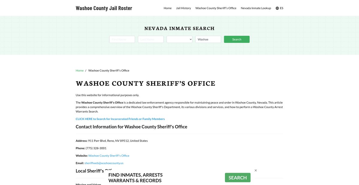 Preview of washoecountyjail.org