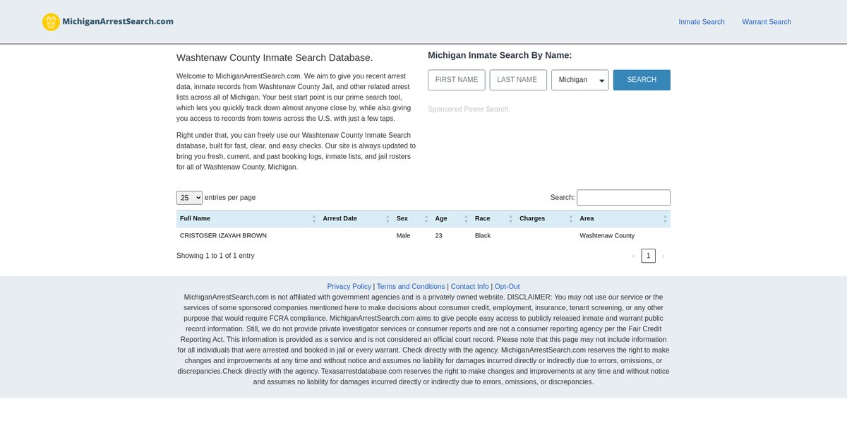Preview of michiganarrestsearch.com