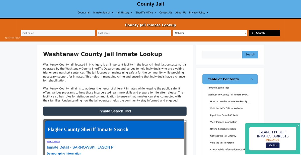 Preview of washtenaw.countyjail.org