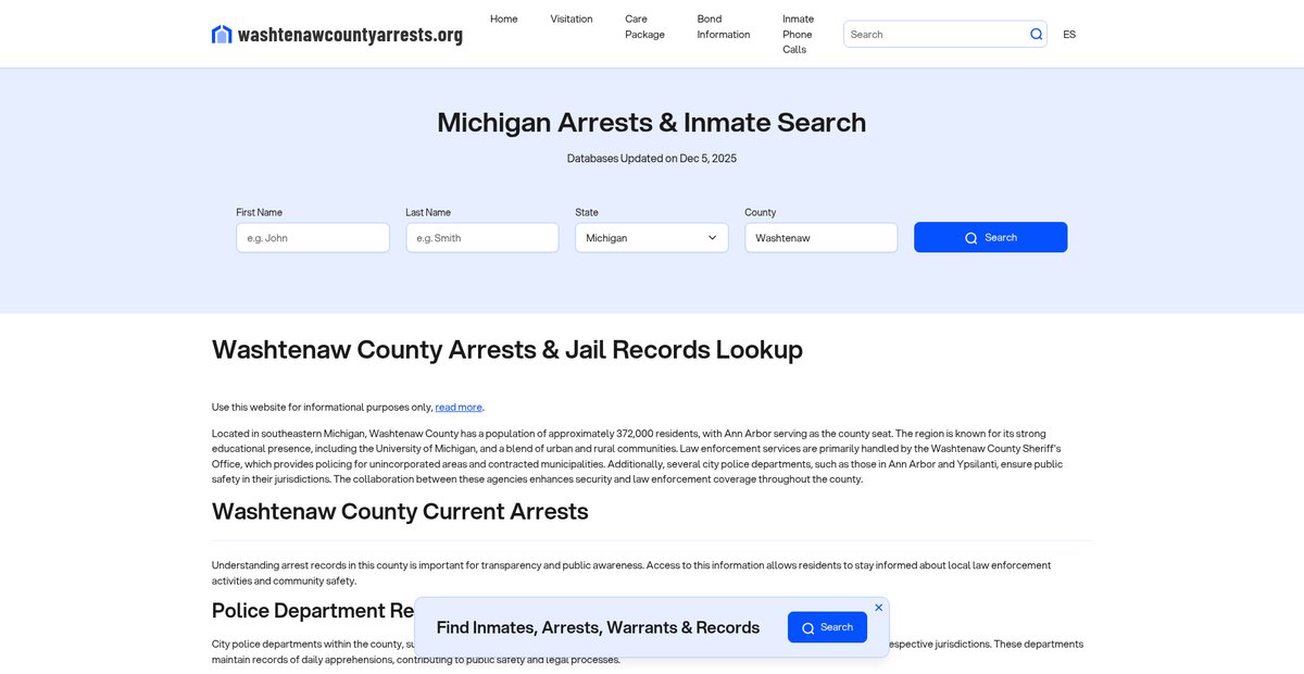 Preview of washtenawcountyarrests.org