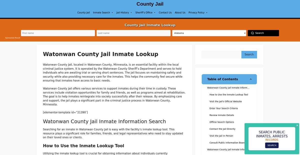 Preview of watonwan.countyjail.org