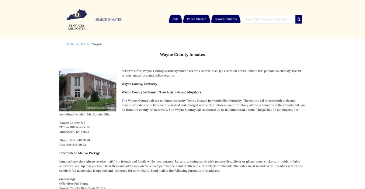 Preview of kentuckyjailroster.com