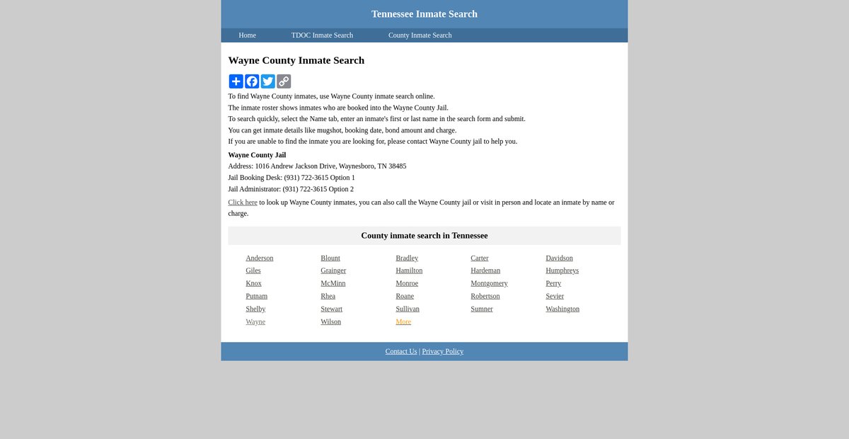 Preview of inmatesearchtennessee.org