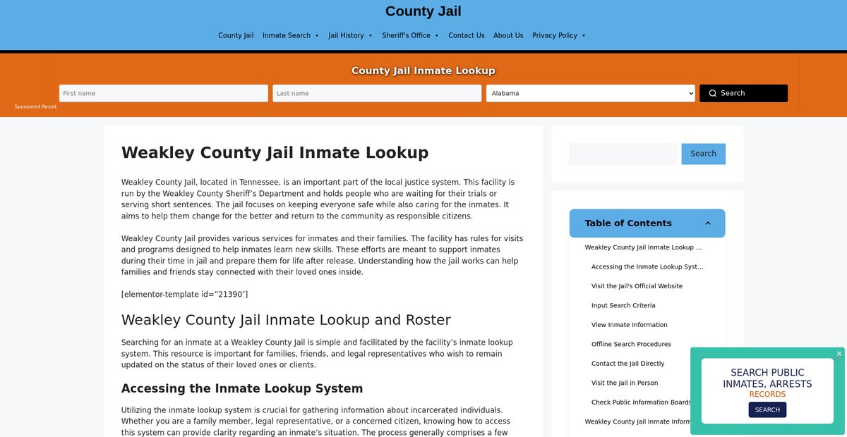 Preview of weakley.countyjail.org