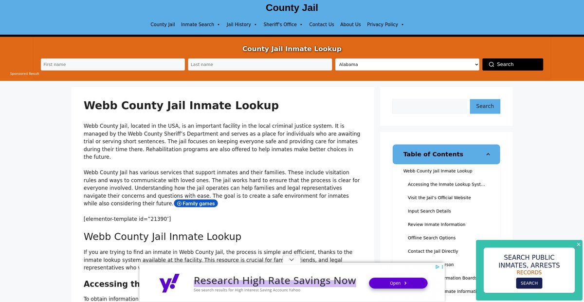 Preview of webb.countyjail.org