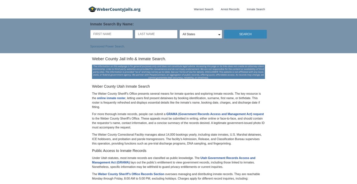 Preview of webercountyjails.org