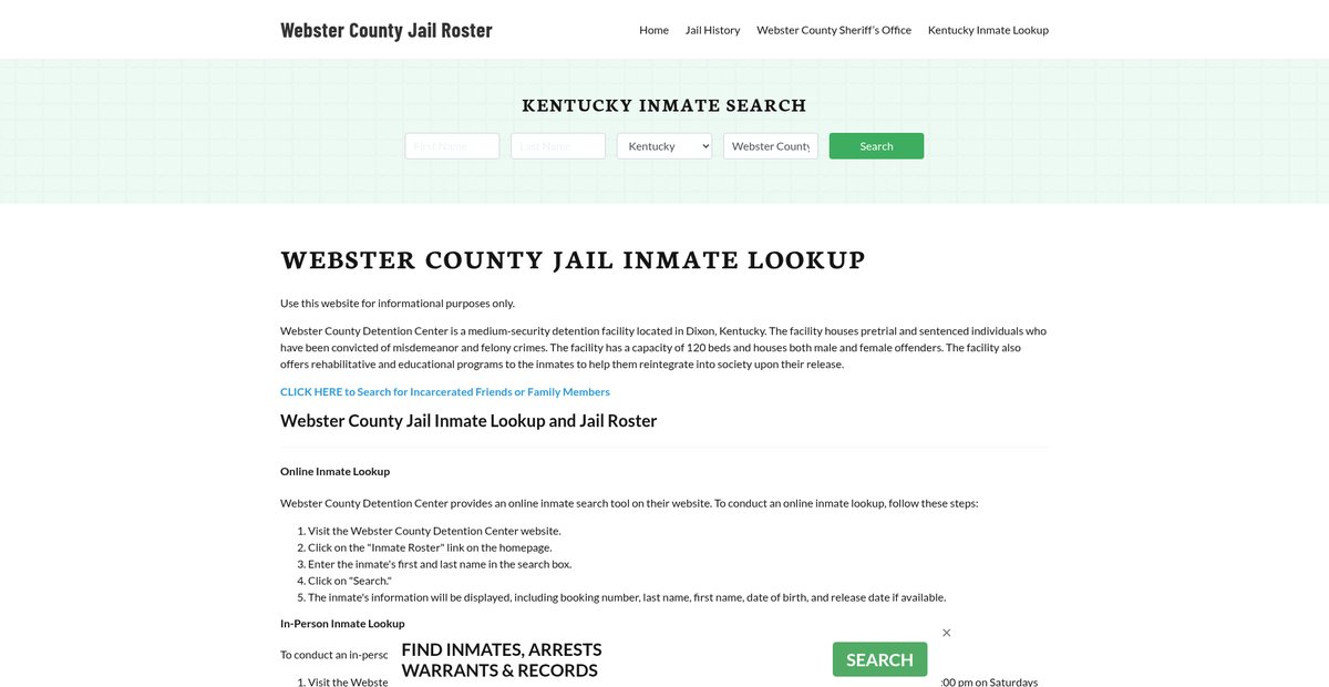 Preview of webstercountyjailroster.org