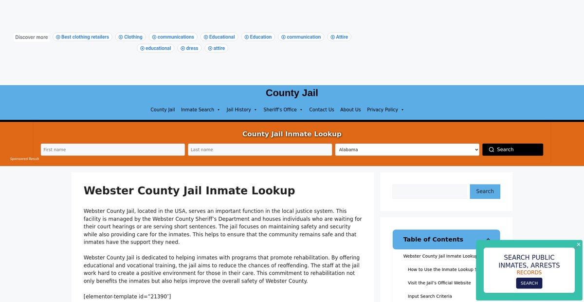 Preview of webster.countyjail.org