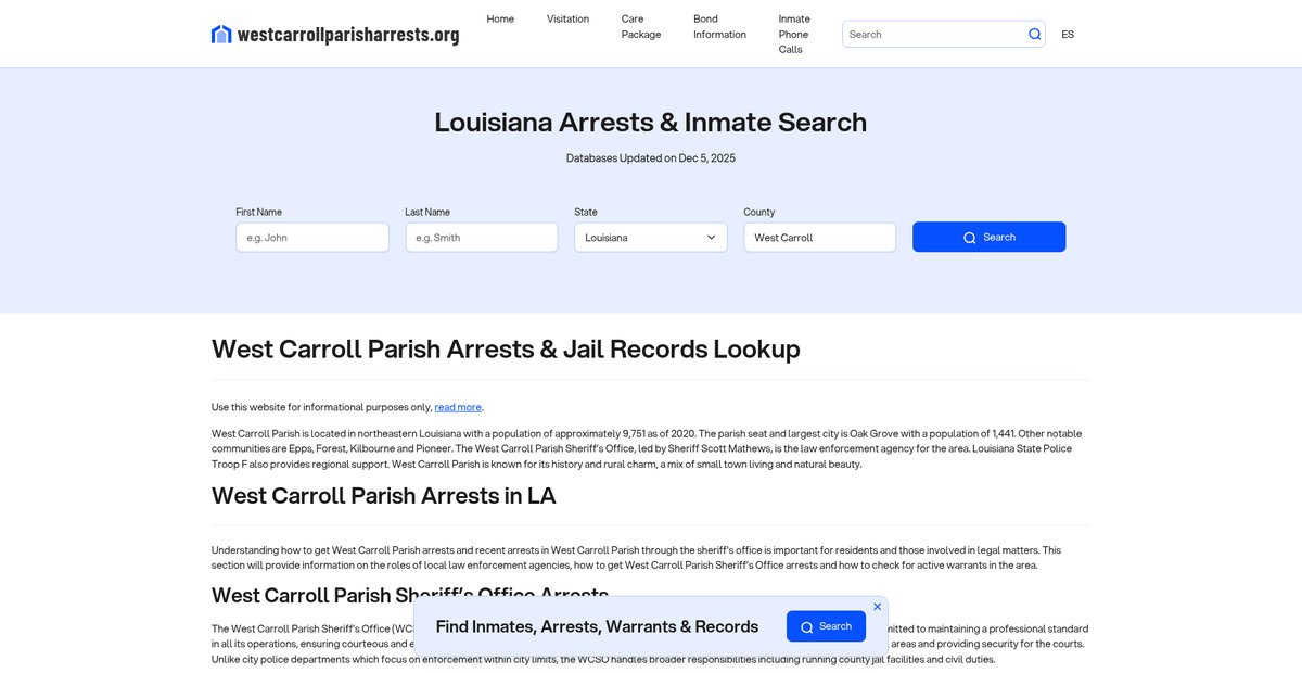 Preview of westcarrollparisharrests.org
