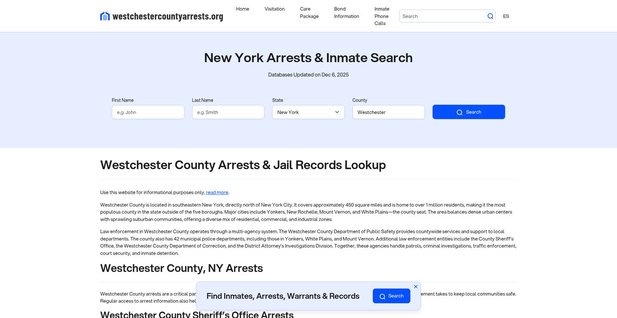 Preview of westchestercountyarrests.org