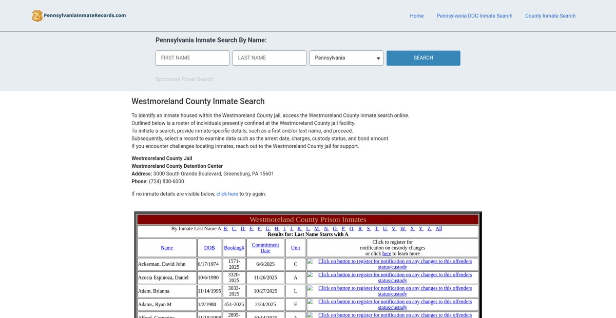 Preview of pennsylvaniainmaterecords.com