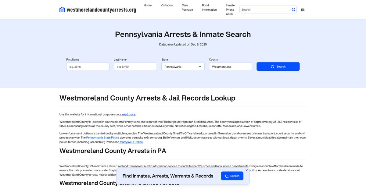 Preview of westmorelandcountyarrests.org