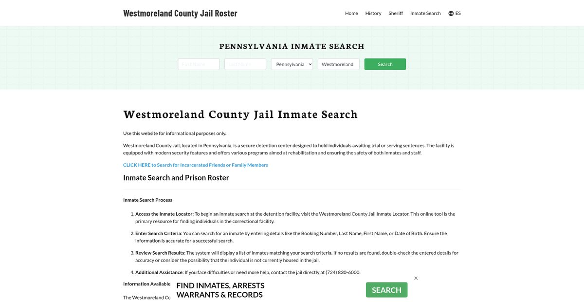 Preview of westmorelandcountyjailroster.org