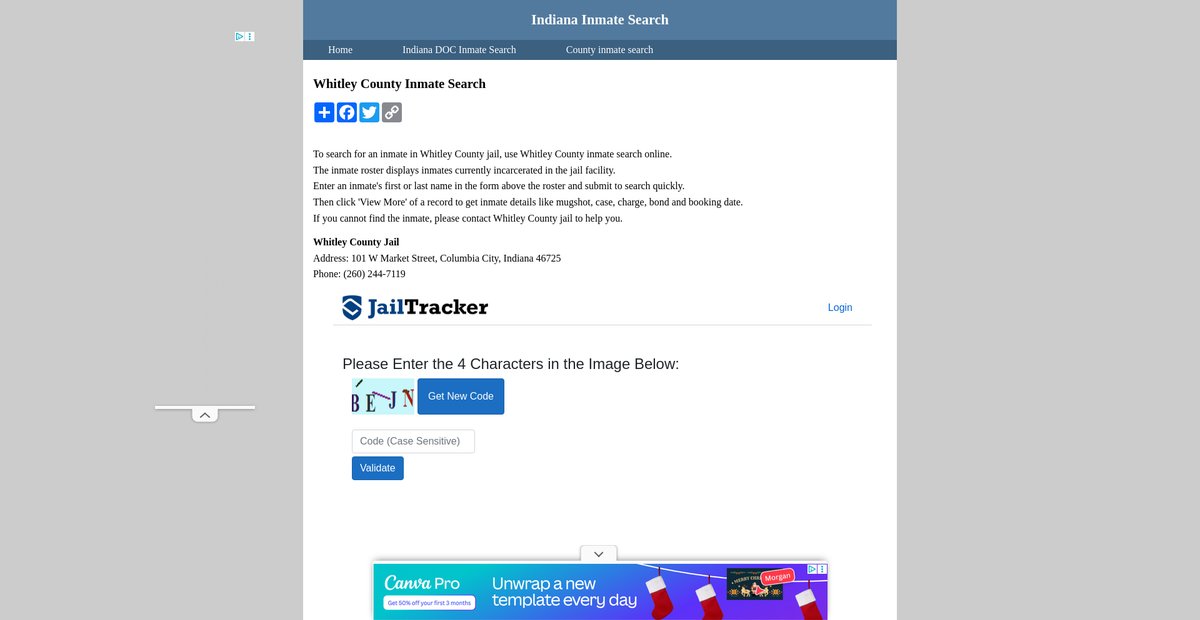 Preview of inmatesearchindiana.org