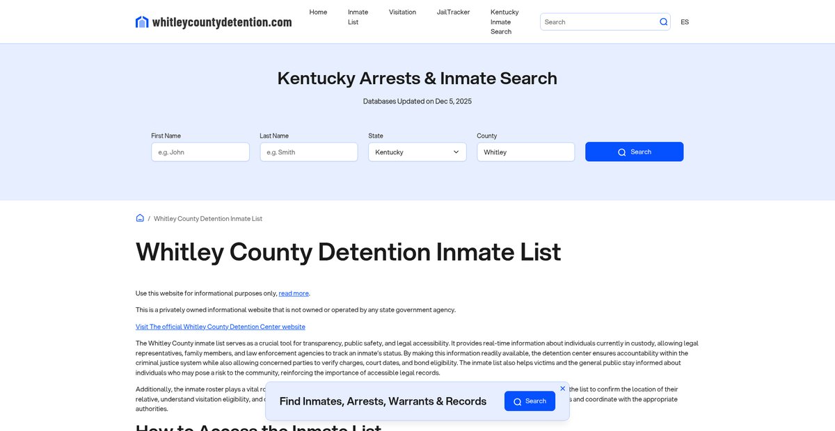Preview of whitleycountydetention.com
