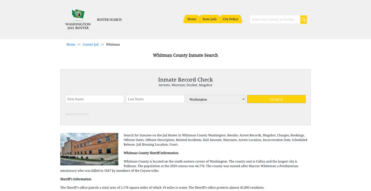 Preview of washingtonjailroster.com