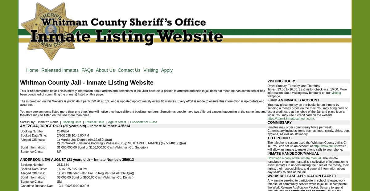 Preview of whitmancountyjail.org